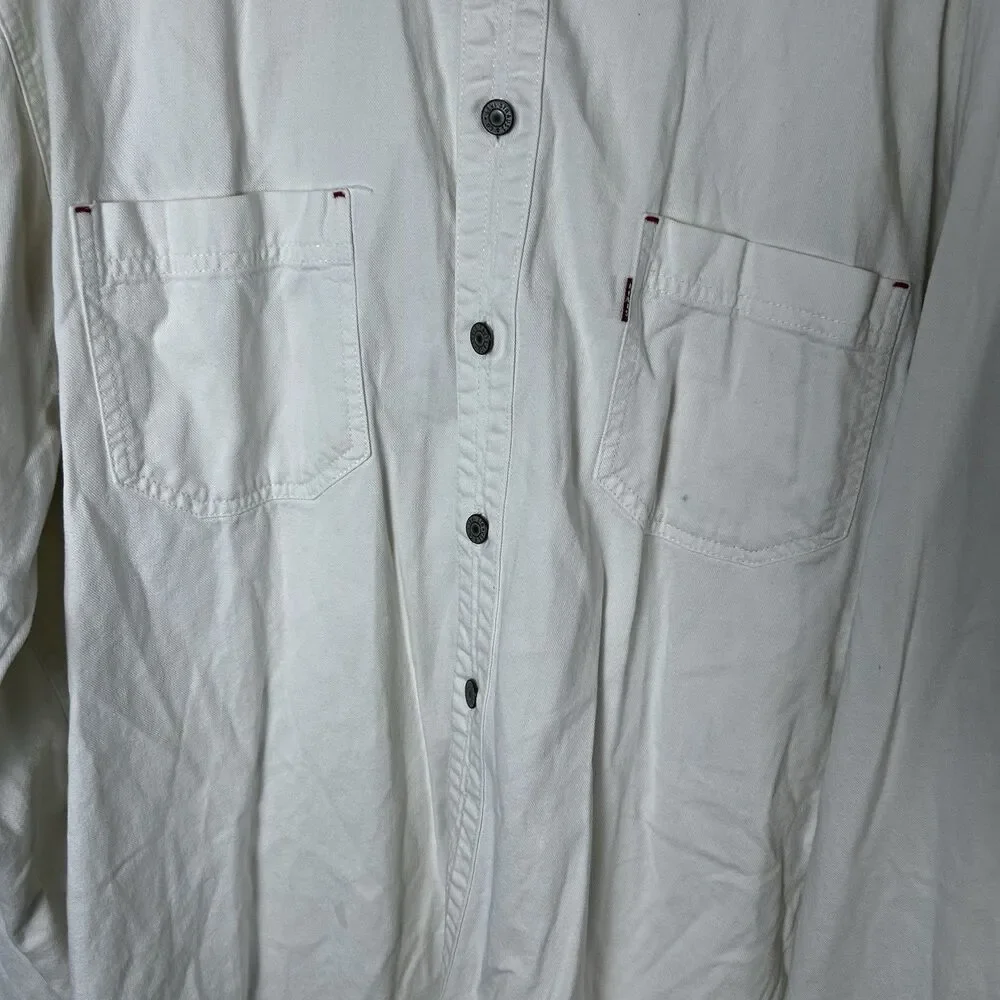 Levi’s Red Tab White Button Front Work Shirt Men’s XL 100% Cotton Long Sleeve